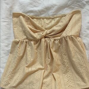 SHEIN Cream Eyelet Crop Top